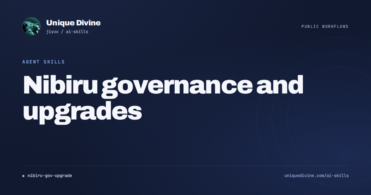 Nibiru governance and upgrades